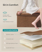 SONGMICS Mazie Collection - 30 Inches Folding Storage Ottoman Bench, Ottoman with Storage, Foot Rest Stool, Load 660 lb, for Living Room, Synthetic Leather, Coffee Brown ULSF040K11