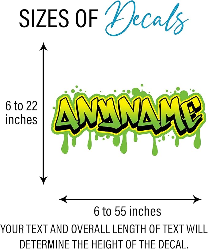 Custom Graffiti Name Wall Decal Personalized Graffiti Wall Name Decal Graphics Large Vinyl WallDecal for Home & Room Décor, Peel & Stick Wall-Art for Kids & Teens Bedroom, Car, Vehicles