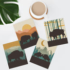 SIGNWIN Poster Bathroom Decor 11"x14"x 4, Wall Art Room Decor Multicolor for Living Room, Bedroom, Office Country Farmhouse Vibrant Bison Silhouette Nature Wilderness Animals Decorative Chic