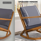 IDZO Premium Club Rocking Chair 500lbs Capacity with Inclined Backrest, Thick Foam Cushion, Solid Acacia Wood Rocker for Patio, Backyard, Balcony, Porch