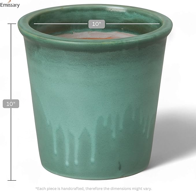 Emissary Round Stoneware Planter (Parent SKU 12012) (Green, 10" D x 10" H)