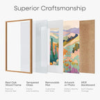 Homeforia 8x12 Picture Frame Wood, High End Natural Oak 8 x 12 Light Wooden Frames with Mat 6 by 8 inch Photo, 8by12 Frame Matted to 6x8 Art, Wall or Tabletop Frame, Tempered Glass, Wall Kit, Set of 1