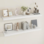 Dreamland 48 inch Floating Shelves for Wall Large Wall Mounted Shelves with Invisible Brackets, White Long Shelves for Bathroom, Living Room, Kitchen, Office, 48x9.1 inch deep Set of 2
