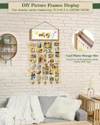 Bikoney Rustic Picture Frames Collage Wall Decor - Happy Birthday Banner Photo Hanging Display for Dorm Room Home with Gift Card Storage and 30 Clips