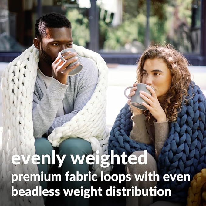 Nuzzie Chunky Knit Blanket - Breathable, Cooling, Hand Made Knit Throw Blanket for Sleep - Machine Washable, Stylish Decor Design (Dusty Blue, Queen | 22lbs | 60"x80")