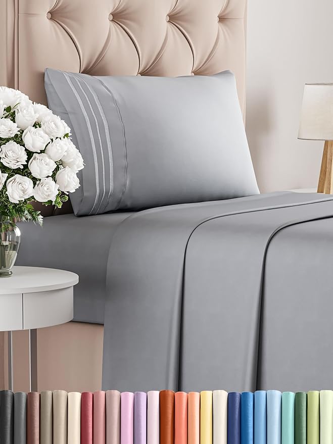 Twin Size 3 Piece Sheet Set - Comfy Breathable & Cooling Bed Sheets Set - Hotel Luxury Bedding for Women, Men, Kids, Teens, Boys & Girls - Deep Pockets, Soft and Wrinkle Free - Oeko-Tex - Steel Blue