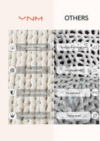 YnM Chunky Throw Blanket, Hand Knitted with Chenille Yarn, Skin Friendly, Ventilated and Breathable, Machine Washable, Home Décor Piece for Couch, Sofa and Bed (Butter Cream, 40x50 Inch)