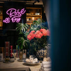 Rose All Day Neon Sign LED Pink Rose Neon Light For Wall Decor Dimmable USB Words Light Up Sign for Bedroom Wedding Party Atmosphere Decor Lovers Gift(12.2 * 16.1 In)
