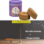 Lavender Coils Incense (48 PCS) Spiral Incense Coil Incense Holder Burner, Natural Chinese Incenses Coils Spiral Design for Long-Lasting Fragrance