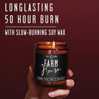 Fall Candles - 'Farmhouse' Autumn Scented Soy Candles for Home, w/Cinnamon, Clove & Pine I Infused with Essential Oils I Farmhouse Décor, 9oz Reusable Jar, 50Hr Burn, Made in USA