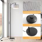 Arc Floor Lamp for Living Room,Farmhouse Floor Lamps with Remote Control & Dimmable Bulb,White Rattan Boho Tall Standing Lamp for Bedroom Office