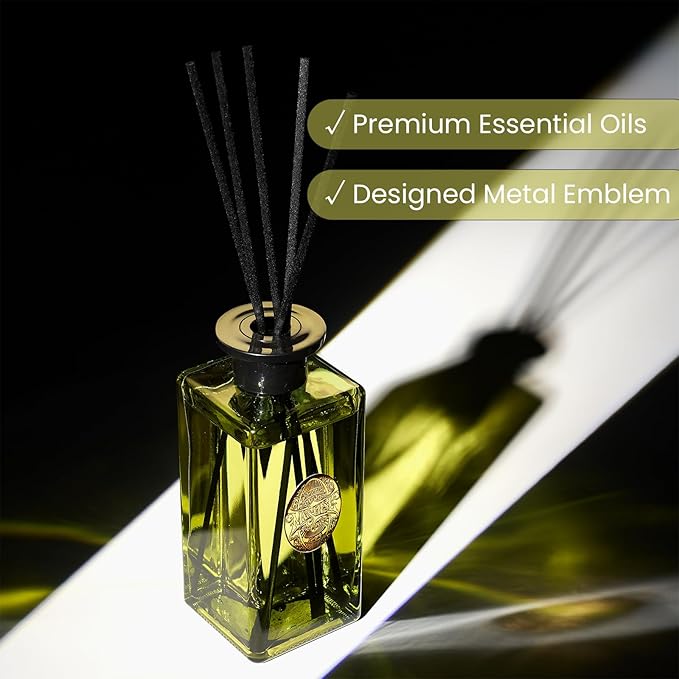 M&SENSE 10.14 oz Large Reed Diffuser Set | Eucalyptus Mint Scent Oil Diffuser with Sticks | Hotel Collection Non-Toxic Essential Oil |for Bedroom Bathroom Living Room