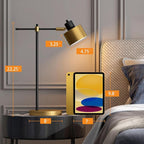 OYEARS 22.2“ Modern Industrial Desk Lamp for Reading LED Metal Table Lamp Light for Office Bedroom Study Room Living Room Nightstand Bedside Lamps Gold and Matte Black Accent Finish (Bulb Included)