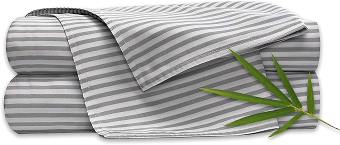 Twin Sheets by Pure Bamboo, Genuine 100% Organic Viscose Derived from Bamboo Bed Sheet Set, Luxuriously Soft & Cooling, Double Stitching, Lifetime Quality Promise (Twin, Stripes)