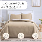 Southshore Fine Living, Inc. Oversized King Quilt Bedding Set, Soft Microfiber, Easy Care Pet Hair Resistant Bedding, California/King Size Quilt Coverlet, Beige Bedspread Set w/2 Shams, Soft Sand