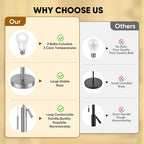 PARTPHONER Bedside Lamps Set of 2, Tall Table Lamps for Living Room, Height Adjustable Nightstand Lamps for Bedroom Office, Modern End Table Lamps with Pull Chain(LED Bulbs Included), Sand Nickel