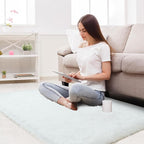 Fluffy Area Rug for Bedroom: White Plush Soft Bedside Dorm Area Rug - Small Carpets for Bedroom Kids Room Nursery (White, 3x5Feet)