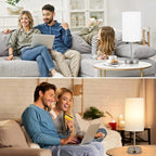 AKASUKI 18Inch Table Lamp with Dual Charging Station, 3 Way Dimmable Touch Lamp for Bedroom, Living Room, Office(LED Bulb Included)