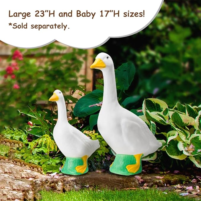 Fox Valley Traders Gaggleville Porch Goose Large White Goose Statue – Charming 23" Outdoor Decorative Figurine for Garden, Patio, or Entryway Accent