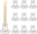 Romadedi Glass Candle Holder for Candlestick - 10Pcs Clear Tapered Wedding Decor Table Centrepiece for Candle Sticks Christmas Party Living Room Dinner Advent Decoration