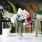 12Pcs Glass Cylinder vases for Centerpieces, 6 Inches Clear Bud Vases for Wedding Decorations,Floral Vase Bulk Flower vases,Tall Glass Hurricane Candle Holder for Table Shelf, Party.