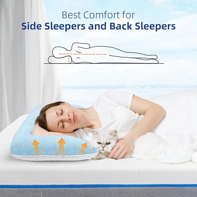inight Cooling Pillow, Cooling Gel Memory Foam Pillows, Cooling Pillow for Hot Sleepers, Back Sleepers & Side Sleepers Pillow, Bed Pillows for Sleeping, Oeko-TEX & CertiPUR-US, Standard Size