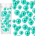 200PCS Lake Green Faux Pearls Beads for Centerpiece Vases, Vase Filler Faux Pearls, No Holes Filler Beads for Party Anniversary Birthday Wedding Table Decor, 10/14/20/30mm