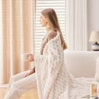 NEWCOSPLAY Super Soft King Blanket Ivory Premium Silky Flannel Fleece 3D Clouds Stylish Jacquard Lightweight Bed Blanket All Season Use 350GSM (Ivory, King(90"x110"))