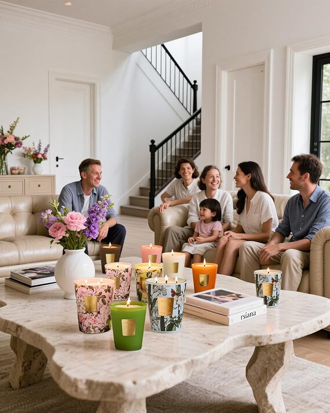 M&SENSE Citrus Water Flower Scented Candles, Soy Natural Wax Candles 14.1oz 60H Burn Time Long Lasting, Natural Aromatherapy Calm Stress Relief, Home Fragrance Housewarming Gifts