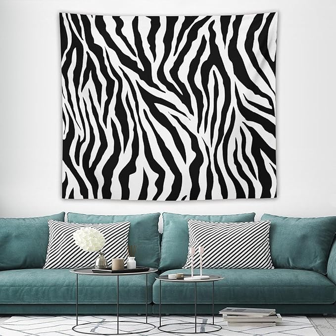 HZOHNAGO Zebra Print Tapestry Nature Wild Animals Black and White Stripe Printed Wall Tapestry Painting Wall Hanging for Bedroom Living Room Dorm 60" W x 50" H