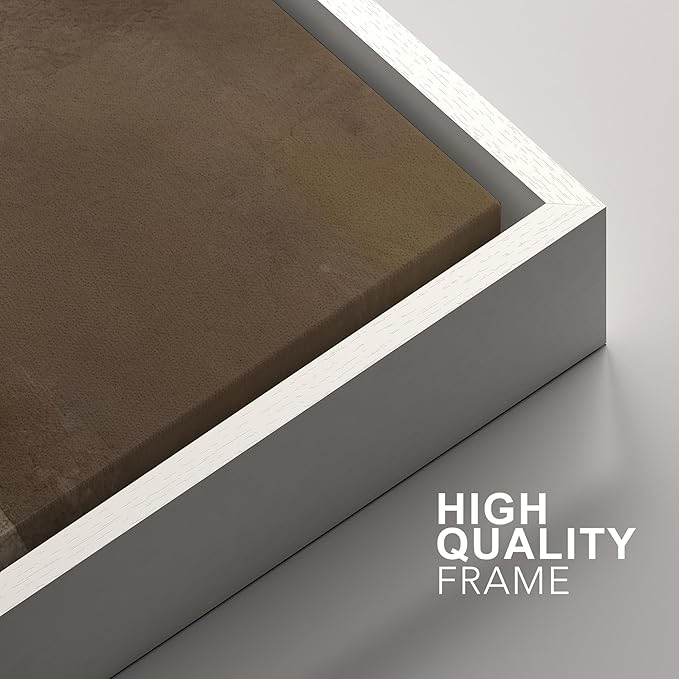 SIGNFORD Framed Canvas Print Wall Art Set Muted Earthy Abstract Landscape Illustrations Modern Art Decorative for Living Room, Bedroom, Office - 24"x36"x2 White