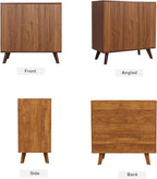 Modern Sideboard Buffet Cabinet Console Table, Accent Storage Cabinet Credenza Buffer Cabinets with 4 Fluted Doors for Kitchen Dining Living Room Entryway (Walnut)