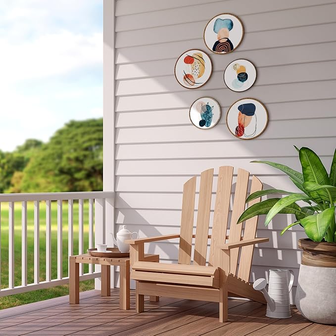 Qunclay 5 Pcs Wall Art Decor Wooden Living Room Wall Decor Bohemian Hanging Farmhouse Geometric 10'' and 8'' Aesthetic Wood Minimalist Posters for Bedroom(Geometry)