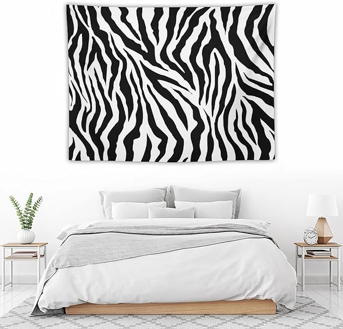 HZOHNAGO Zebra Print Tapestry Nature Wild Animals Black and White Stripe Printed Wall Tapestry Painting Wall Hanging for Bedroom Living Room Dorm 40" W x 30" H