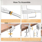 EppieBasic LED Double Head Architect Lamps, Extra Bright Workbench Office Lighting, Eye Protection Modern Desk Light for Monitor Working Reading White 1200LM