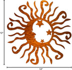 Riverside Designs Wacky Solar Moon Metal Wall Art Steel Outdoor Decor | Heavy-Duty and Waterproof | Made in USA (Copper, 30L x 30W)