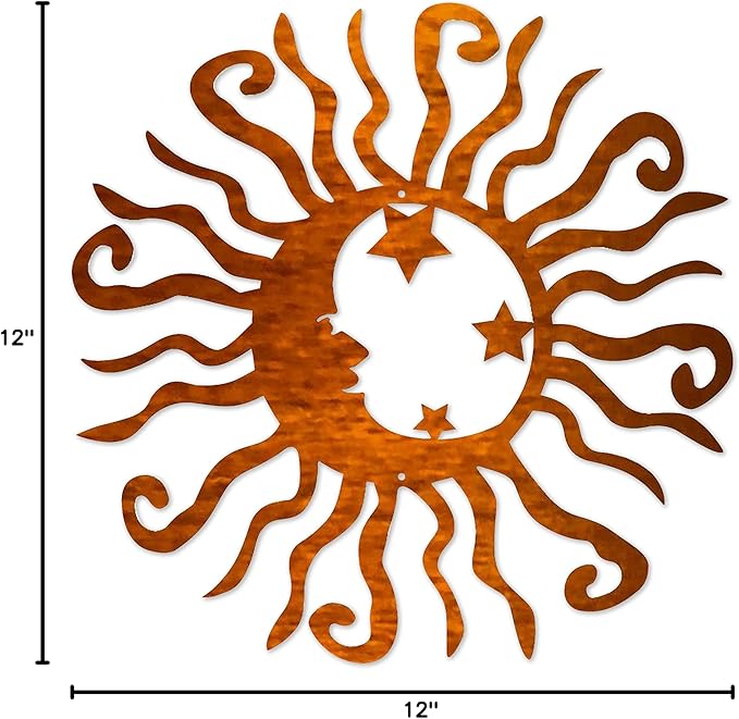 Riverside Designs Wacky Solar Moon Metal Wall Art Steel Outdoor Decor | Heavy-Duty and Waterproof | Made in USA (Copper, 30L x 30W)