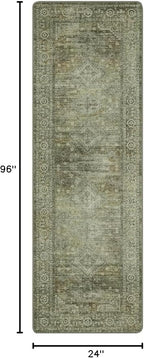Runner Rug for Hallway Kitchen, 2x8 Machine Washable Runners Rug for Entryway, Soft Modern Boho Throw Rugs, Low Pile Floor Cover with Non Slip Backing, Distressed Light Greyish Sage Green