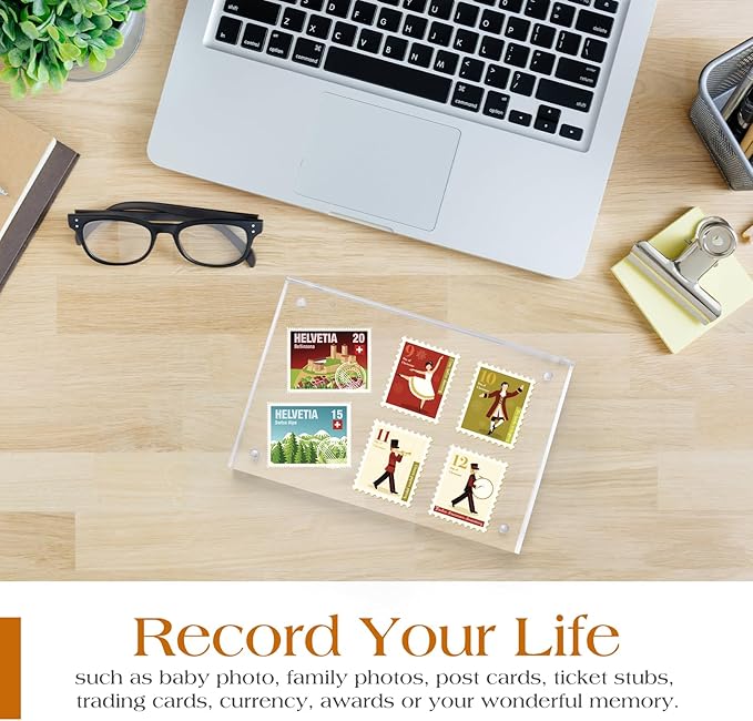 TWING 30 Pack 4 x 6 Acrylic Picture Frames, Magnet Double Sided Picture Frame, 12+12 MM Thick Clear Desktop Display Magnetic Acrylic Block Photo Frame