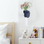 Blue Wall Sculpture,Wall Art Bedoroom,Hand Vase,Funky Flower Vase Decorations,Unique Wall Statue,Home Decor Art