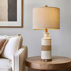 BOBOMOMO 24.5" USB A+C 3-Way Dimmable Touch Control Boho Table Lamp Set of 2 for Living Room Nightstand Beside Lamps for Bedroom(Include Two Bulbs)