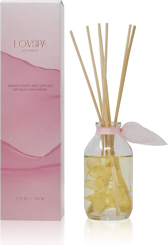 LOVSPA Reed Diffuser Set, Soothe Tahitian Vanilla Bean Scented Oil Diffuser with Sticks, Home Fragrance Accessories for Bathroom Shelf Decor, Aroma Diffusers for Home or Office Fall Decor, USA Made