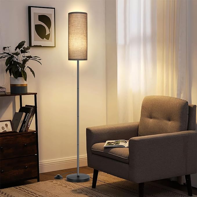 PARTPHONER Floor Lamp for Living Room, Modern Standing Lamps with Lampshade, Minimalist Tall Lamp with Foot Switch for Living Room, Bedroom, Kids Room, Office(Bulb Not Included)