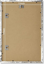 Vittanly 11x17 Picture Frames Set of 9, Shatter Resistant Plexiglass, Display 8x12 Pictures with Mat or 11x17 without Mat, Photo Frames for Wall Mount, Engineered Wood, Distressed White