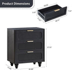 Fluted Nightstand Set 2 22.9'' Wood Nightstands with Drawers Bedside Table Set of 2 Mid Century Drawer Dresser for Bedroom Living Room Black