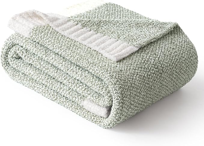 MIULEE Sage Green Super Soft Throw Blanket for Bed, Twin Size Cozy Fluffy Warm Blankets Knit Blankets for Couch, Sofa, Chair, Living Room, Camping, Picnic, 60 x 80 inch