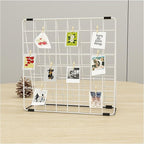 Photo Display Rack, Note Display Rack, Double-sided Photo Metal Rack, Suitable for Use As a Home Desk Photo Organizer, With 20 Wooden Clips, White