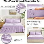 CozyLux Queen Comforter Set Lavender, 7 Pieces Bed in a Bag, Light Purple Comforter Queen Size, All Season Bedding Sets with Stitch Quilted Comforter, Flat Sheet, Fitted Sheet, Pillowcases