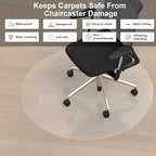 Office Chair Mat for Hard Floors,36" x 36" Desk Mat Comfortable and Non-Skid Office Chair Mat Protect Your Floors from Damage, Easy Glide Rolling Plastic Floor Mat for Work,Home