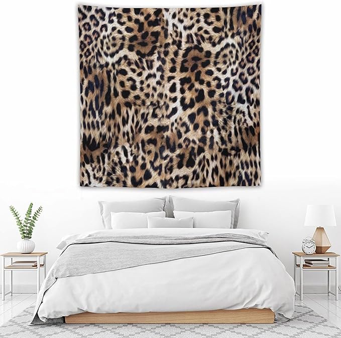 HZOHNAGO Leopard Print Tapestry Nature Wildlife Vintage Cheetah Fur Spot Animal Skin Wild Animals Spots Printed Wall Tapestry Painting Wall Hanging for Bedroom Living Room Dorm 60" W x 60" H